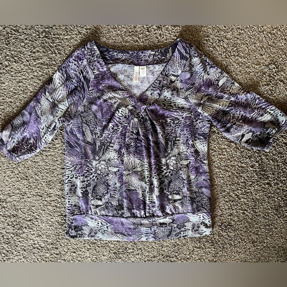Women’s animal print blouse purple 1X